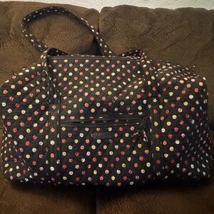 Vera Bradley Large Quilted Duffel – Polka Dot Print w/ Ribbon Pulls